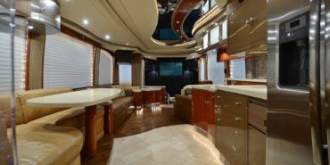 2006 Elegant Lady 7187-B motorcoach interior front look view of galley and dining area
