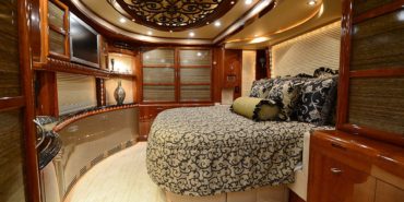 2008 Elegant Lady 889-C motorcoach interior view of king-size bed