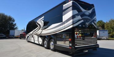 2008 Elegant Lady 889-C exterior driver side back view of motorcoach on the lot