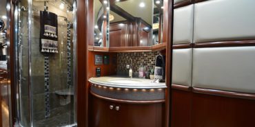 2012 Elegant Lady #7182 motorcoach interior view of bathroom, vanity