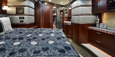 2012 Elegant Lady #7182 motorcoach interior view of bedroom and storage