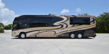 2012 Elegant Lady #7182 exterior driver side view of motorcoach on the lot