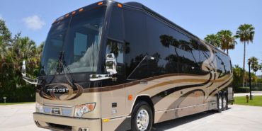 2012 Elegant Lady #7182 exterior driver side front view of motorcoach on the lot