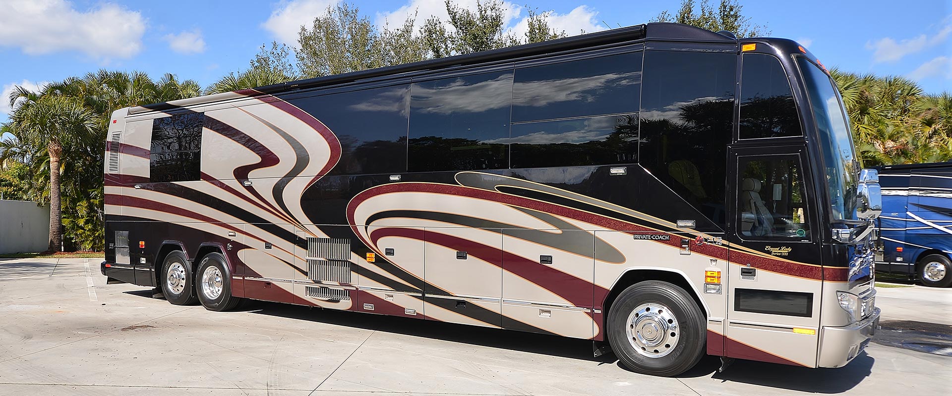 2011 Liberty Coach #858-B Exterior Motorcoach in the lot