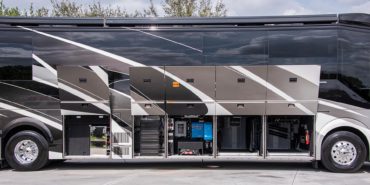2021 Emerald #M5375 exterior entry side under carriage bays of motorcoach