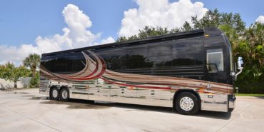 2017 Emerald #M5378 exterior entry side view of motorcoach on the lot