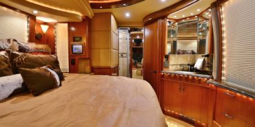 2008 Liberty Coach #M7199 motorcoach interior front look view in bedroom
