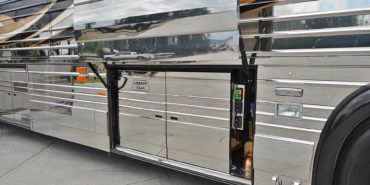 2008 Liberty Coach #M7199 exterior driver side undercarriage open mechanical bays of motorcoach