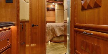 2008 Liberty Coach #M7199 motorcoach interior view of hallway leading to bedroom