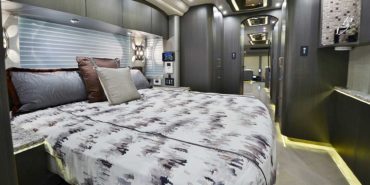 2019 Millenium #M5377 motorcoach interior front look view in bedroom