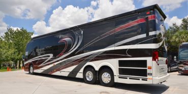 2019 Millenium #M5377 exterior driver side view of motorcoach on the lot
