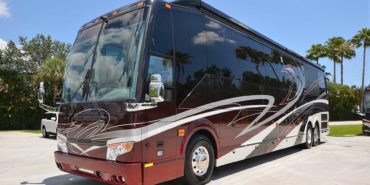2019 Millenium #M5377 exterior driver side front view of motorcoach on the lot