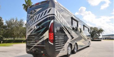 2022 Newell P50 #5391 exterior entry rear view of motorcoach on the lot
