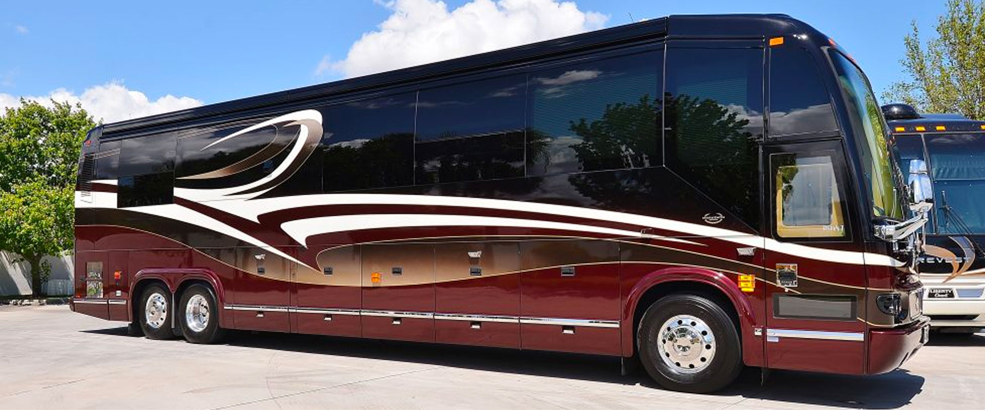 Exterior Motorcoach Maroon and White
