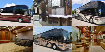 A Collage of Motorcoach Exteriors and Interiors